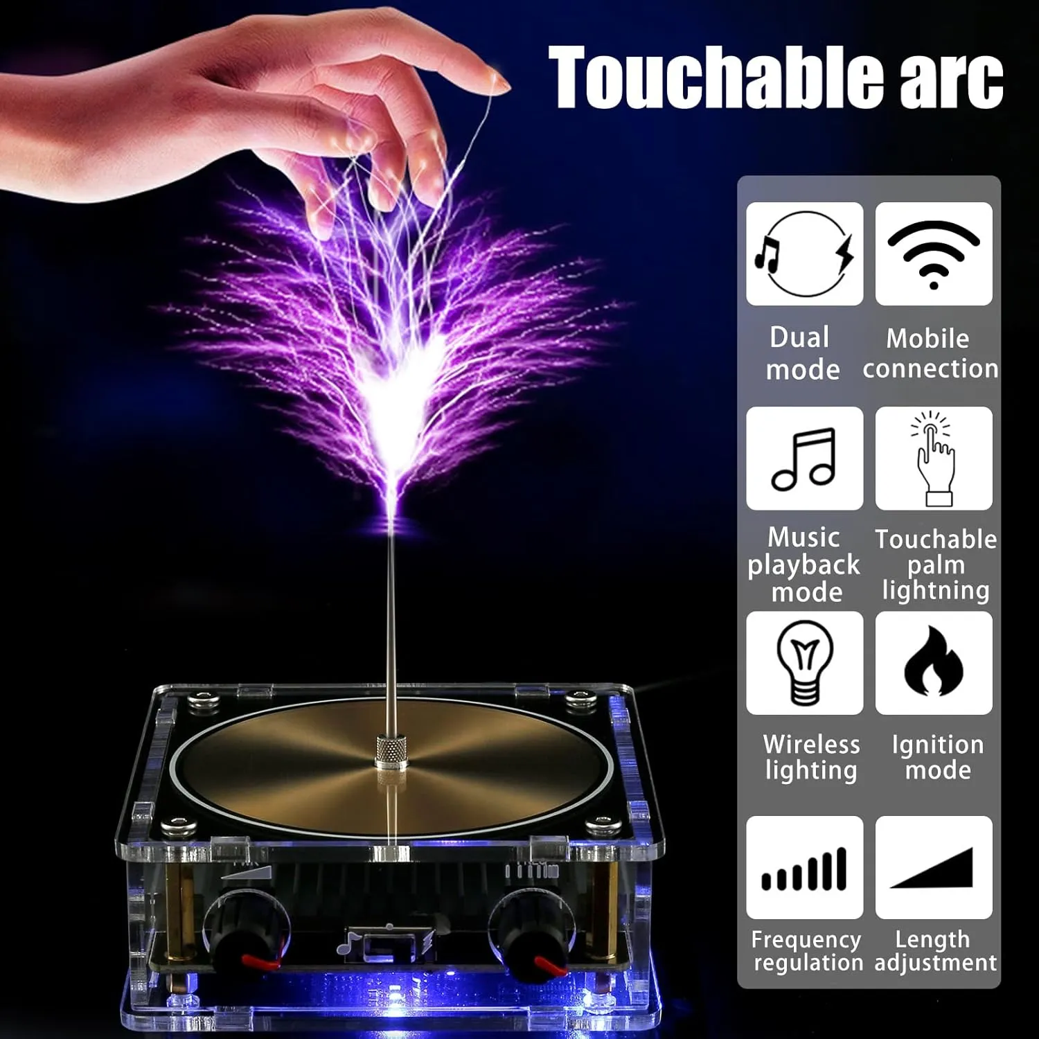 Musical Tesla Coil, Bluetooth Music Tesla Coil, Touchable Artificial Spark Gap Arc Generator, Wireless Transmission Experiment Model, Science Teaching Tool (Standard USB Flash Drive)