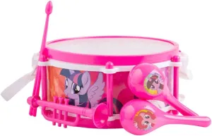 My Little Pony Six Piece Kids Drum Kit by Sakar | Musical My Little Pony Toys, Drum Set for Kids Music & Education, Comes with 4 Kids Instruments, 2 Drum Sticks, Bonus Toy Strap for Drums