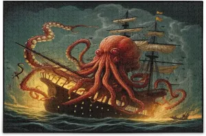 Nander 500 Pieces Octopus Pirate Ship Jigsaw Puzzle for Adults Teens Kids, Fun Family Game for Holiday Toy Gift Home Decor