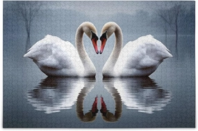 Nander 500 Pieces Beautiful Couple Swan Jigsaw Puzzle for Adults Teens Kids, Fun Family Game for Holiday Toy Gift Home Decor