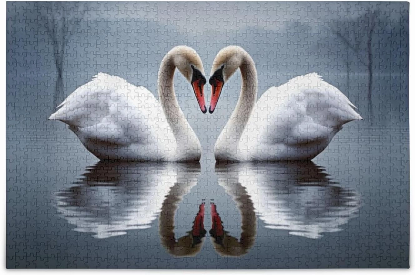 Nander 500 Pieces Beautiful Couple Swan Jigsaw Puzzle for Adults Teens Kids, Fun Family Game for Holiday Toy Gift Home Decor
