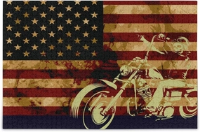 Nander 500 Pieces Jigsaw Puzzles Toys Skull Motorcycle American Flag Intellectual Educational Decompressing Puzzle Toy for Kids/Adults Birthday Gift