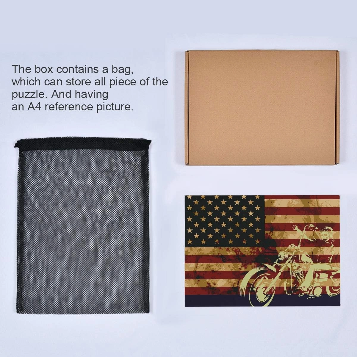 Nander 500 Pieces Jigsaw Puzzles Toys Skull Motorcycle American Flag Intellectual Educational Decompressing Puzzle Toy for Kids/Adults Birthday Gift