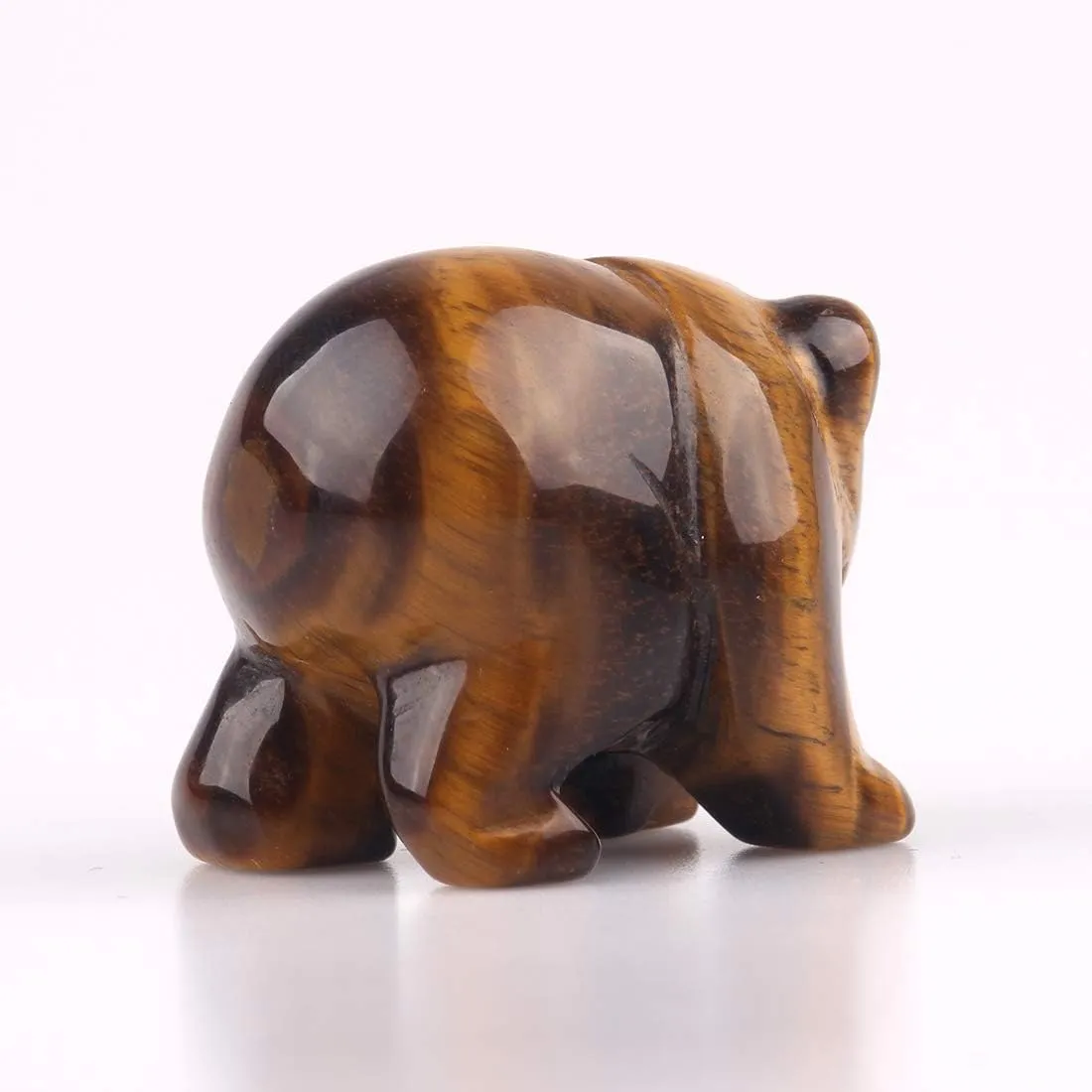 Natural Beads Semi Stone Carved Bear Yellow Tiger Eye Statue Chakra Healing Reiki Small Crafts (Yellow Tiger Eye)