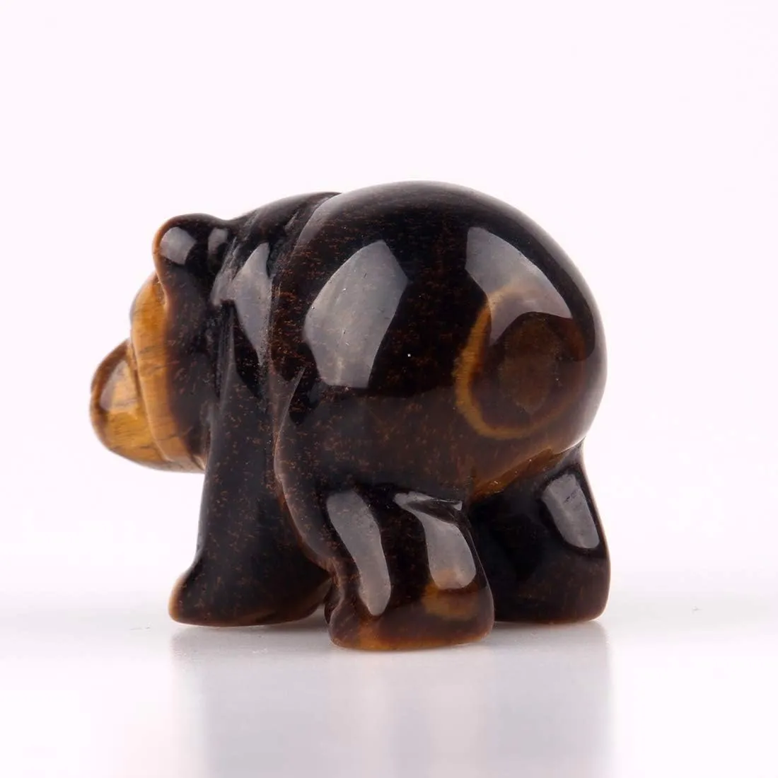 Natural Beads Semi Stone Carved Bear Yellow Tiger Eye Statue Chakra Healing Reiki Small Crafts (Yellow Tiger Eye)