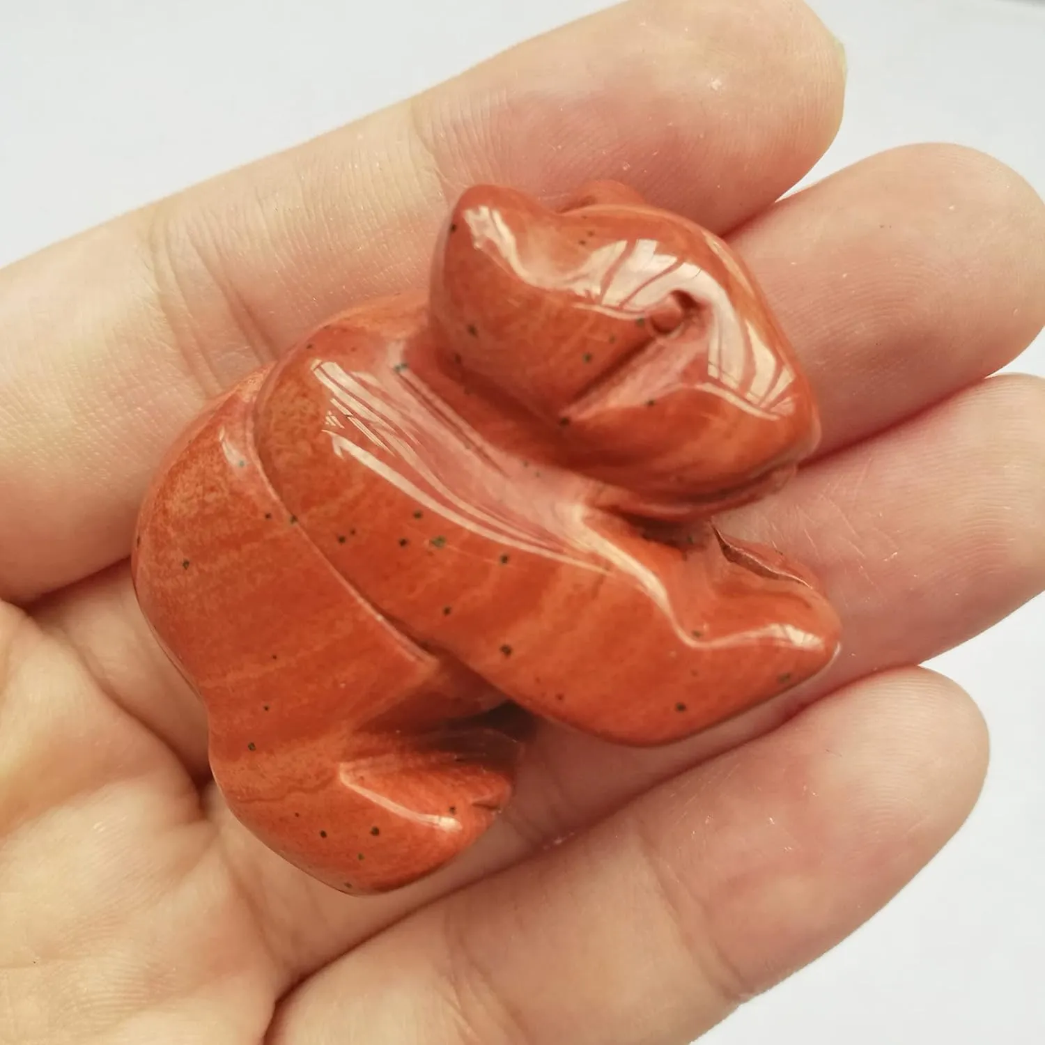 Natural Red Jasper Bear Figurines,1.5 Inches Hand Carved Crystals and Healing Stone Statue Home Decoration Crafts