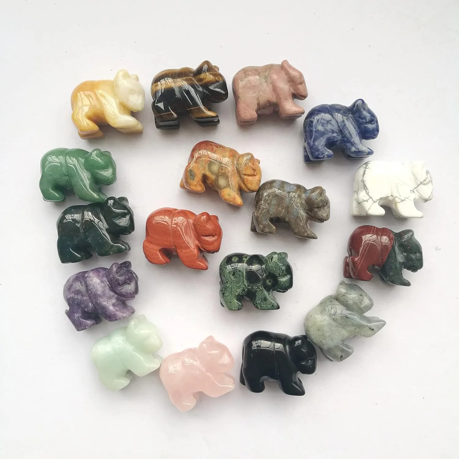 Natural Red Jasper Bear Figurines,1.5 Inches Hand Carved Crystals and Healing Stone Statue Home Decoration Crafts