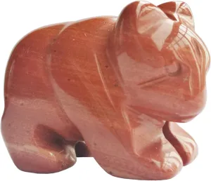 Natural Red Jasper Bear Figurines,1.5 Inches Hand Carved Crystals and Healing Stone Statue Home Decoration Crafts