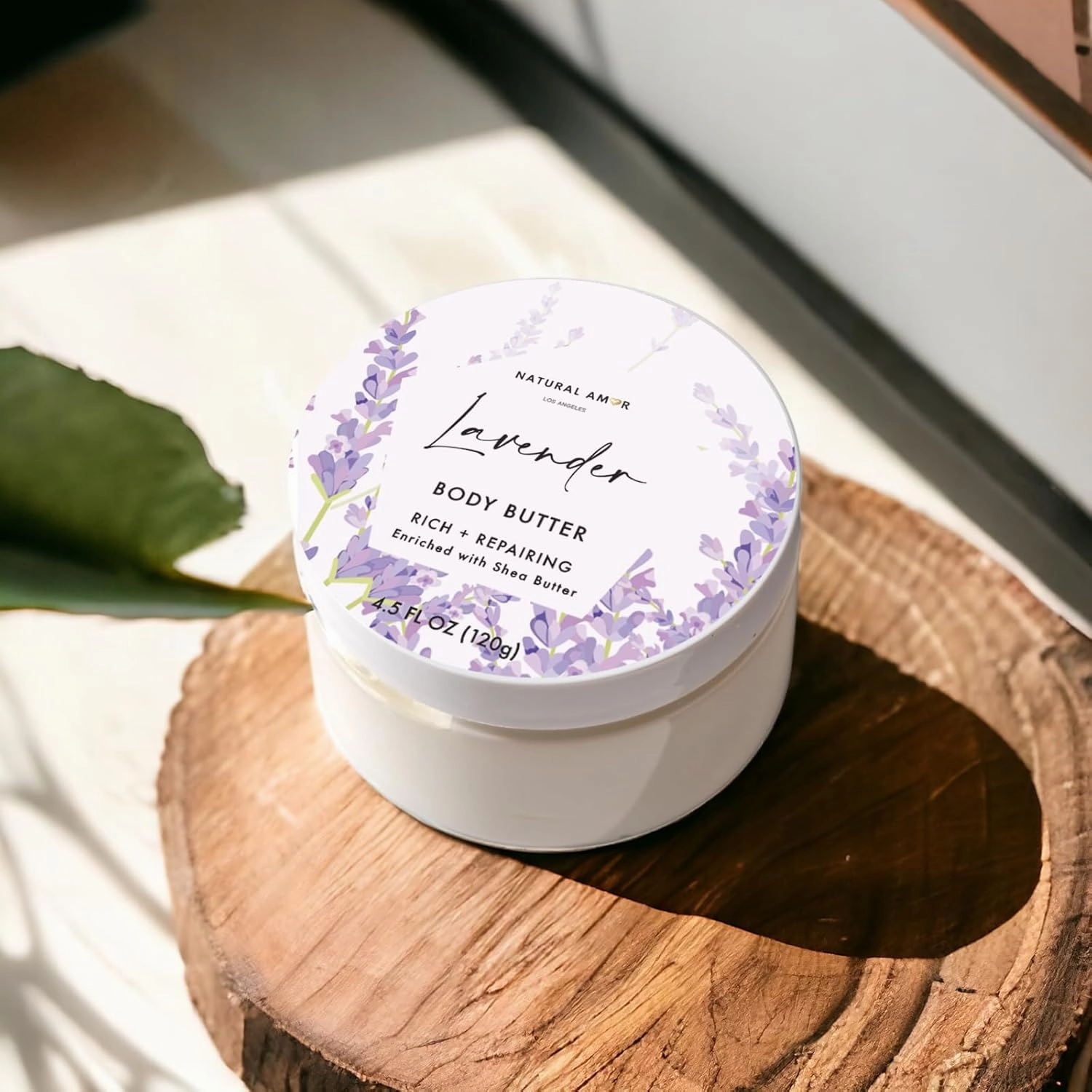 Natural Amor- Lavender Spa Gift Set-6pc Handmade Bath Gift for Women or Men including Body Butter, Natural Clay Mask, Bath Salt, Candle