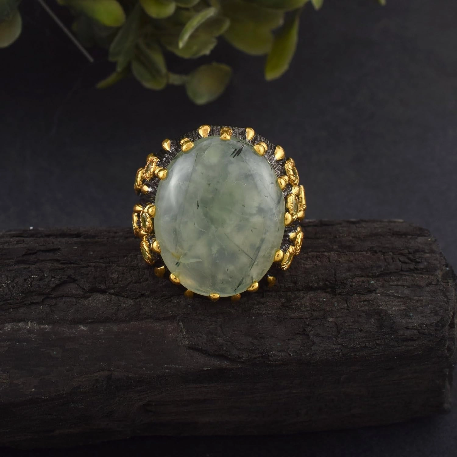 Natural Gemstone 925 Sterling Silver Black Rhodium Gold Plated Prong Setting Statement Ring Artisan Handcrafted Designer collection SC_003