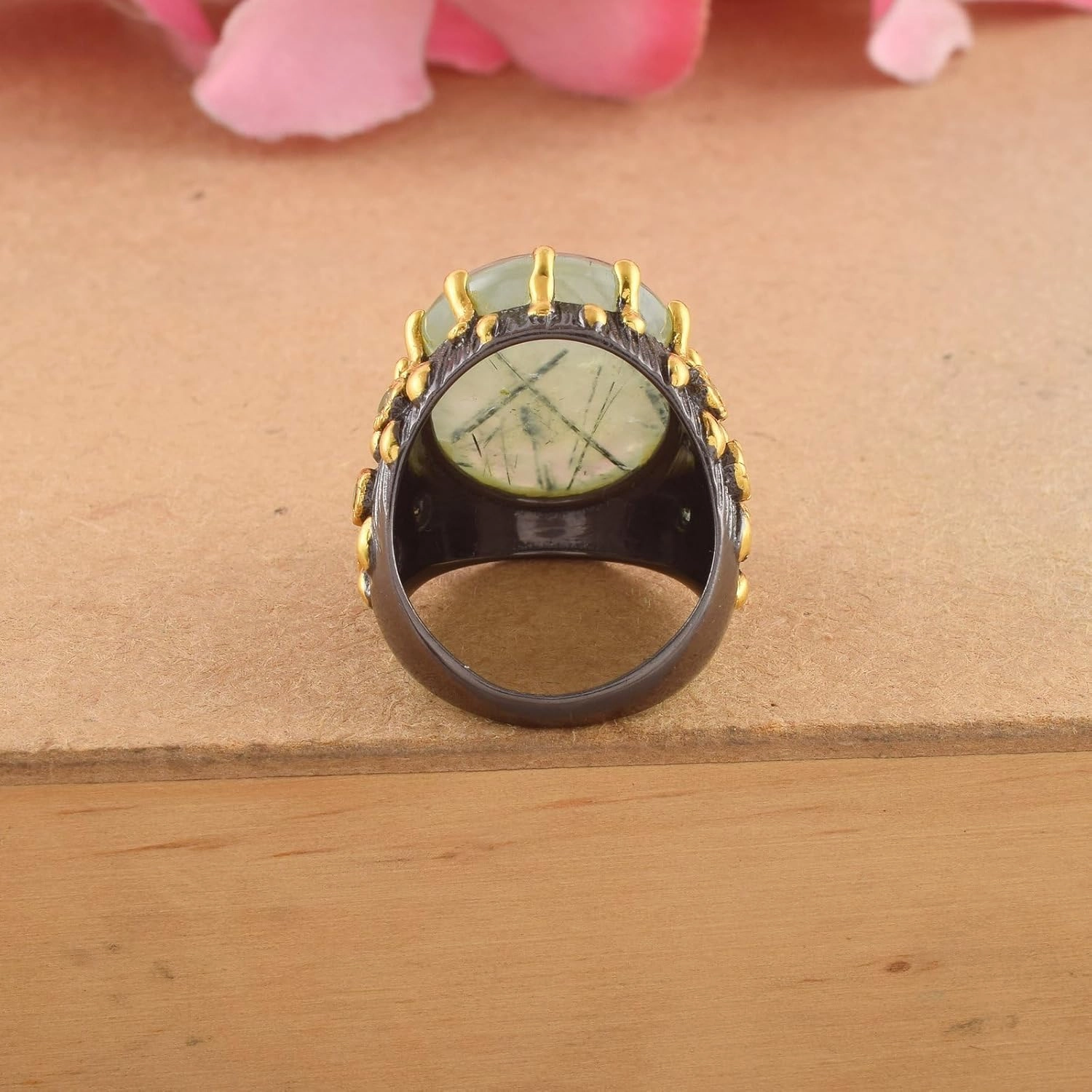 Natural Gemstone 925 Sterling Silver Black Rhodium Gold Plated Prong Setting Statement Ring Artisan Handcrafted Designer collection SC_003