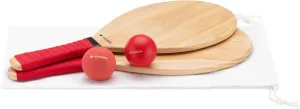 Navaris Wooden Beach Rackets Set - Includes 2 Wooden Paddles and 2 Balls - Varnished Outdoor Wood Paddle Bat Ball Game for Park or Garden - Blue