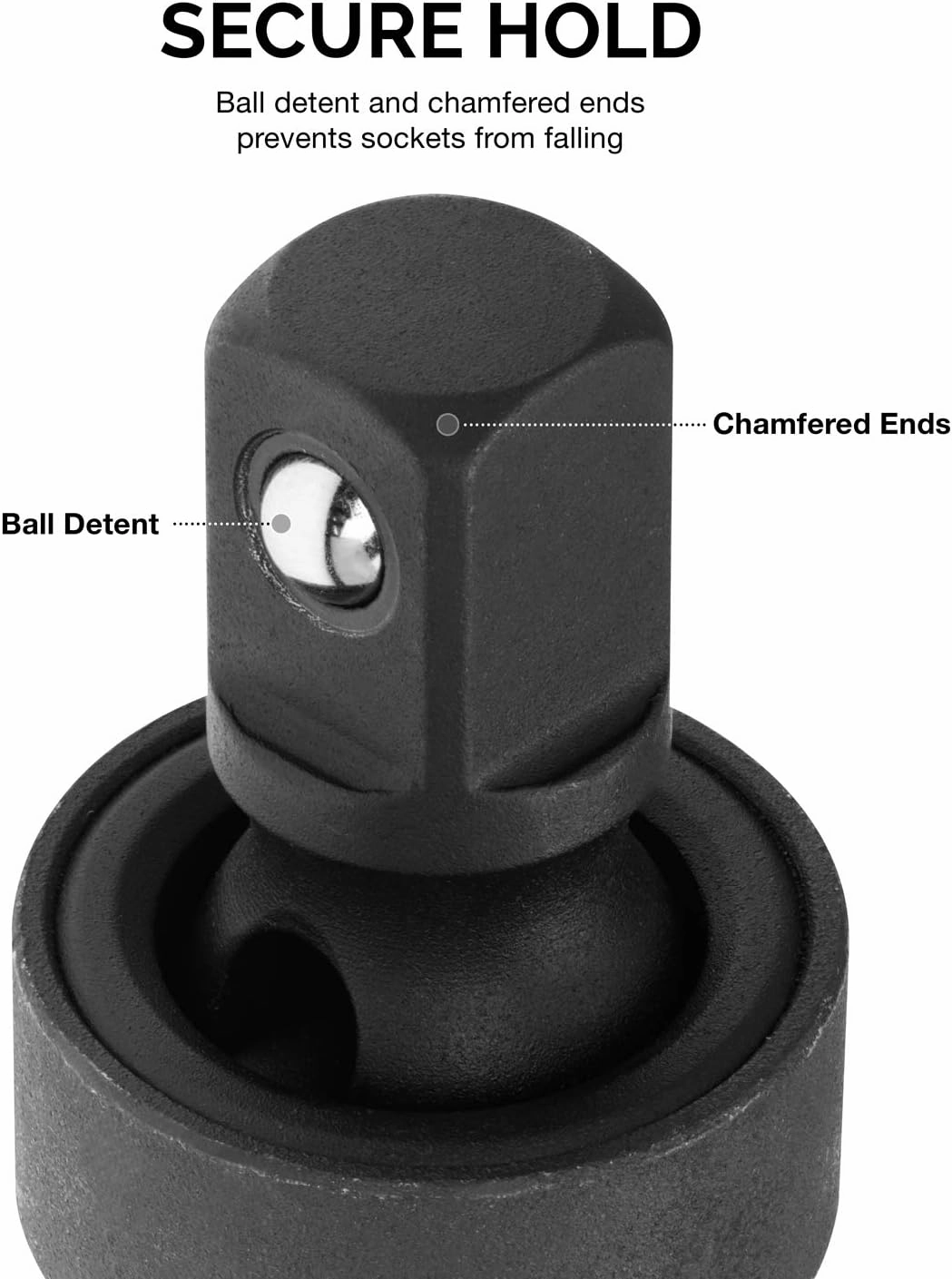 NEIKO 02486A Impact Universal Joint-Socket Swivel Set, Socket Extension Set Made From Cr-Mo with Included 1/4-, 3/8-, and 1/2-Inch Sockets, Set of 3
