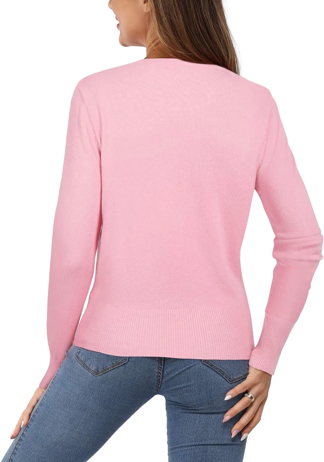 Newshows Women's Lightweight Button Down Cardigan Long Sleeve Casual Crew Neck Soft Knit Cardigans Sweater Tops