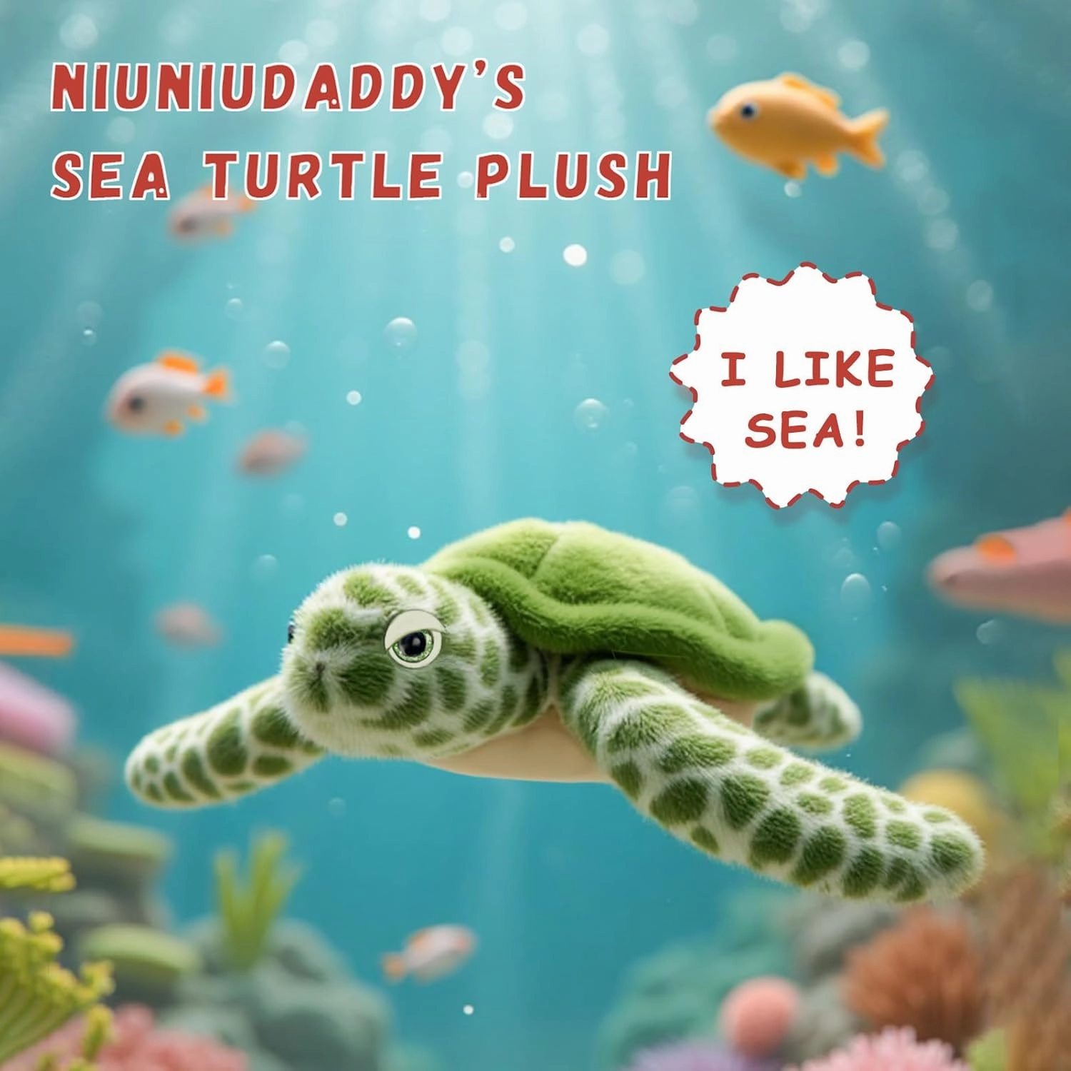 Niuniu Daddy 20" | 3.3 Pound Weighted Sea Turtle Stuffed Animals for Kid, Fluffy Weighted Sea Turtle Plush Toy for Toddler Teen Adult, Large Green Plushies Pillow with Soft Fur for Christmas Birthday
