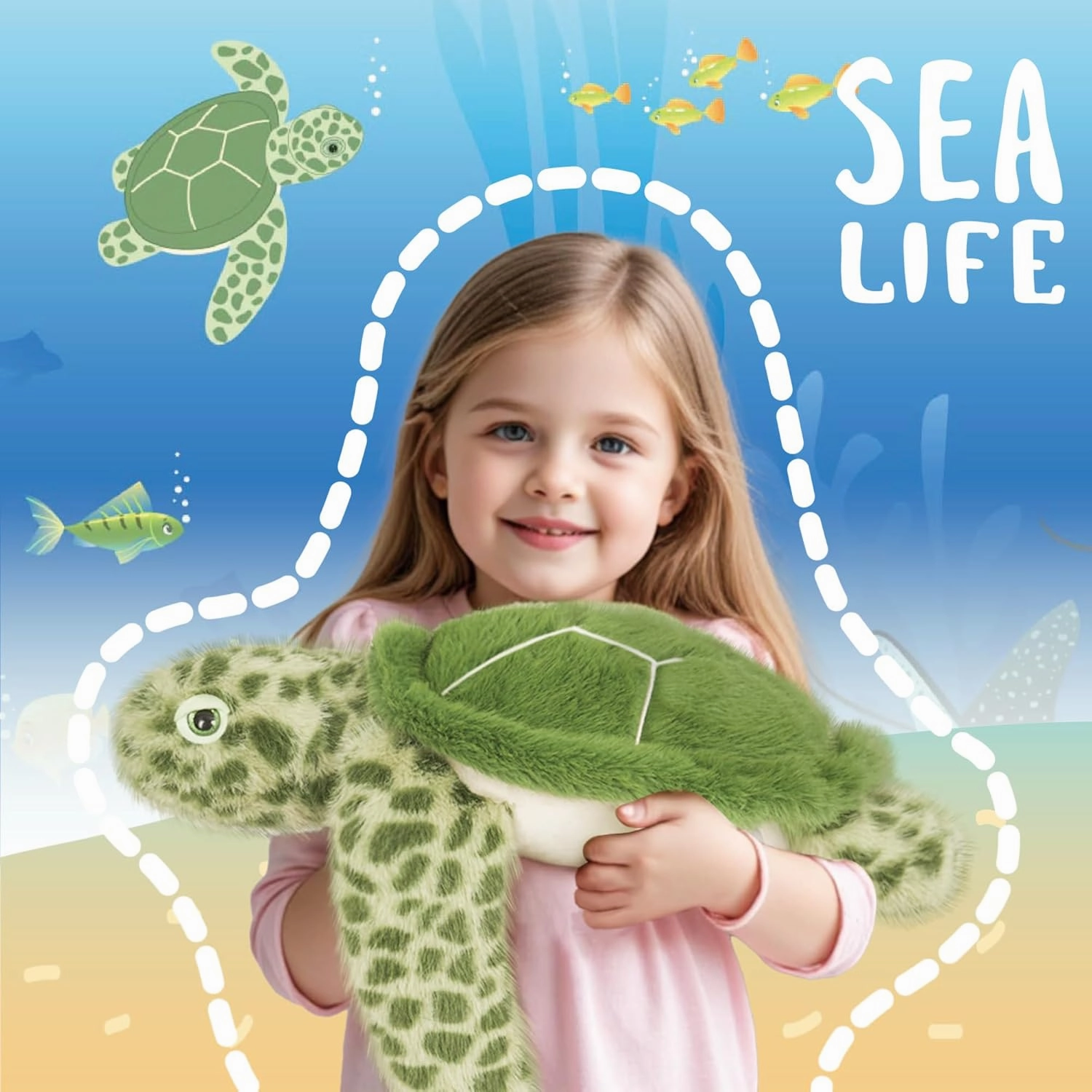 Niuniu Daddy 20" | 3.3 Pound Weighted Sea Turtle Stuffed Animals for Kid, Fluffy Weighted Sea Turtle Plush Toy for Toddler Teen Adult, Large Green Plushies Pillow with Soft Fur for Christmas Birthday