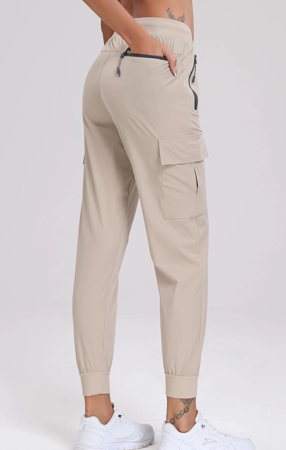 Oalka Women's Cargo Hiking Pants Lightweight Travel Pockets Joggers Quick Dry