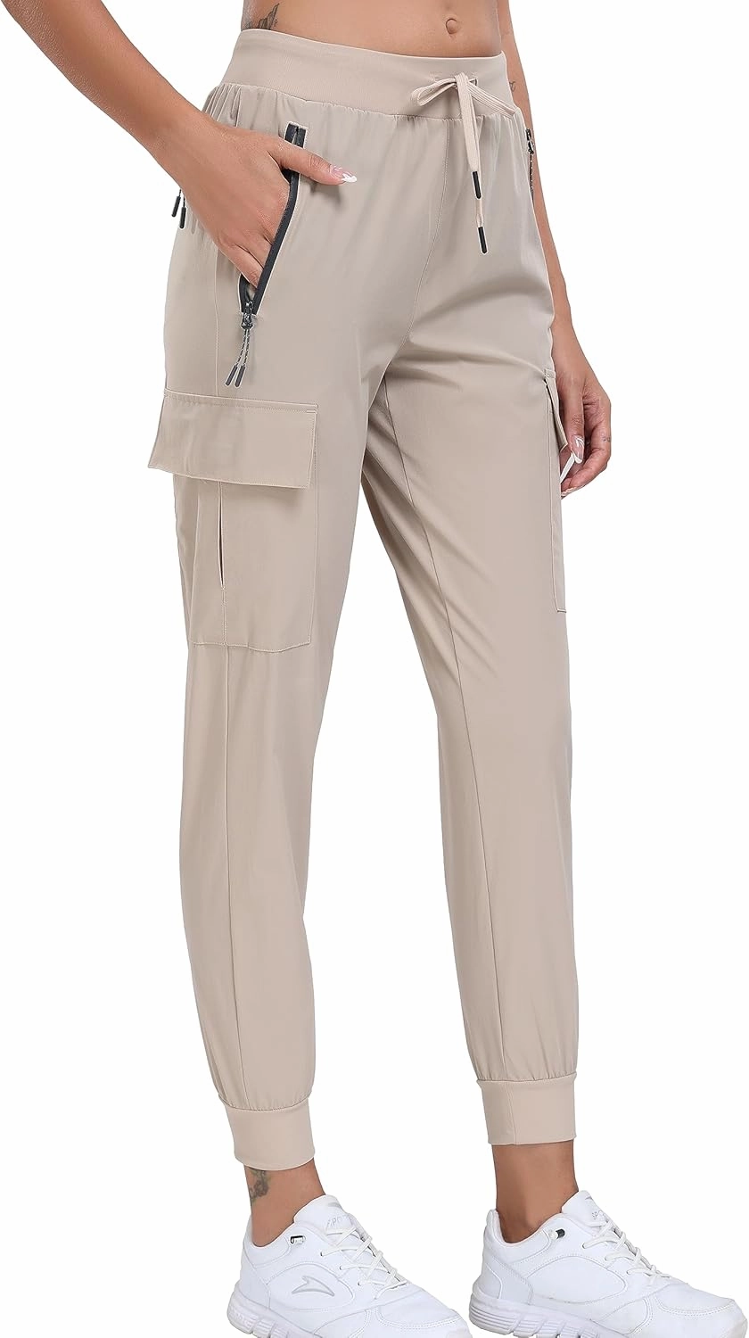 Oalka Women's Cargo Hiking Pants Lightweight Travel Pockets Joggers Quick Dry