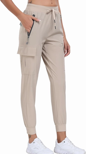 Oalka Women's Cargo Hiking Pants Lightweight Travel Pockets Joggers Quick Dry