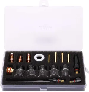 OCIMCB1718 16 Welding Torch Accessories Kit With Glass Cup Nozzle Consumables Suitable For WP 17 18 26 Argon Gun Made Of Glass And Brass Material
