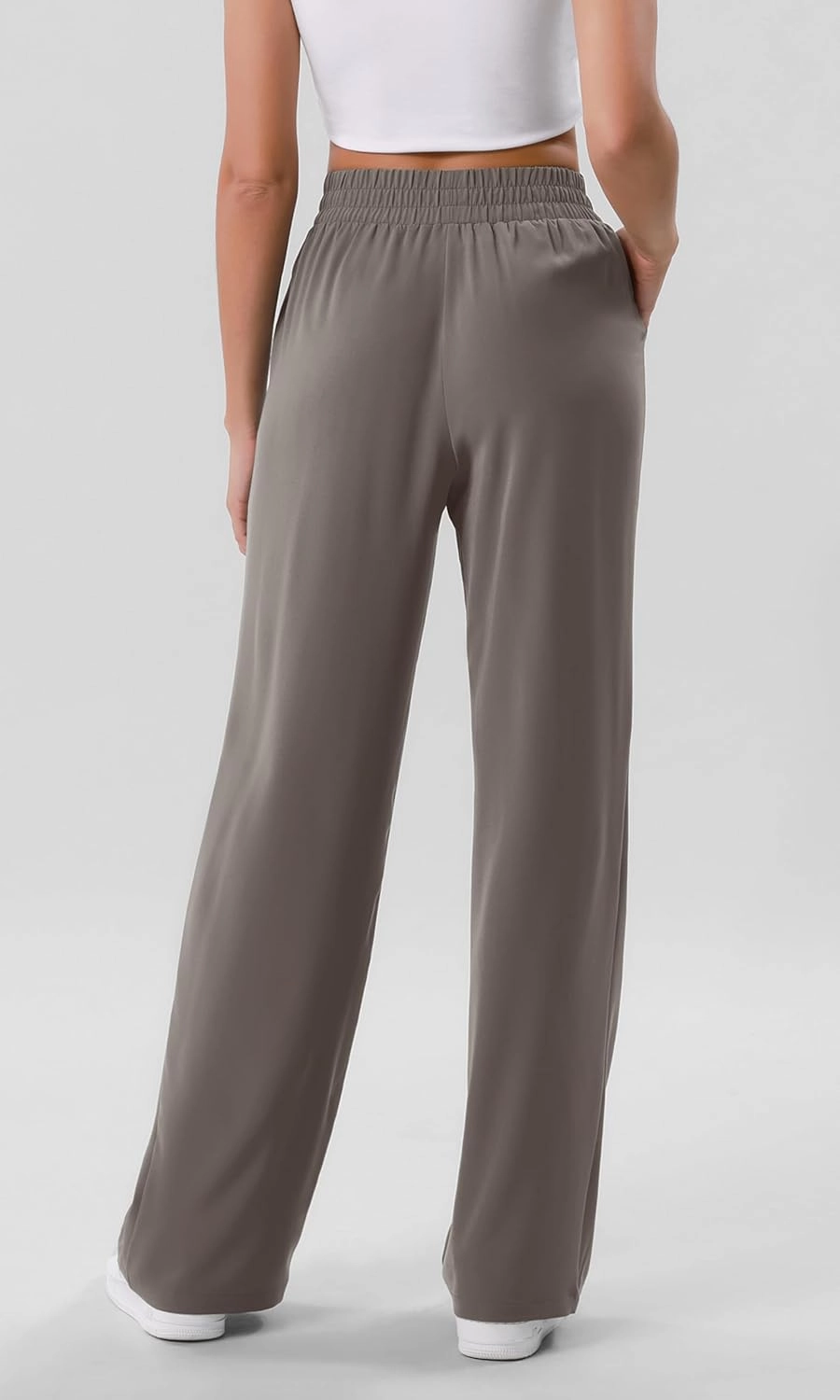 ODODOS Chiffon Flowy Wide Leg Pants for Women Lightweight High Waist Pull-On Pants with Pockets- 27" / 29" /31" Inseam