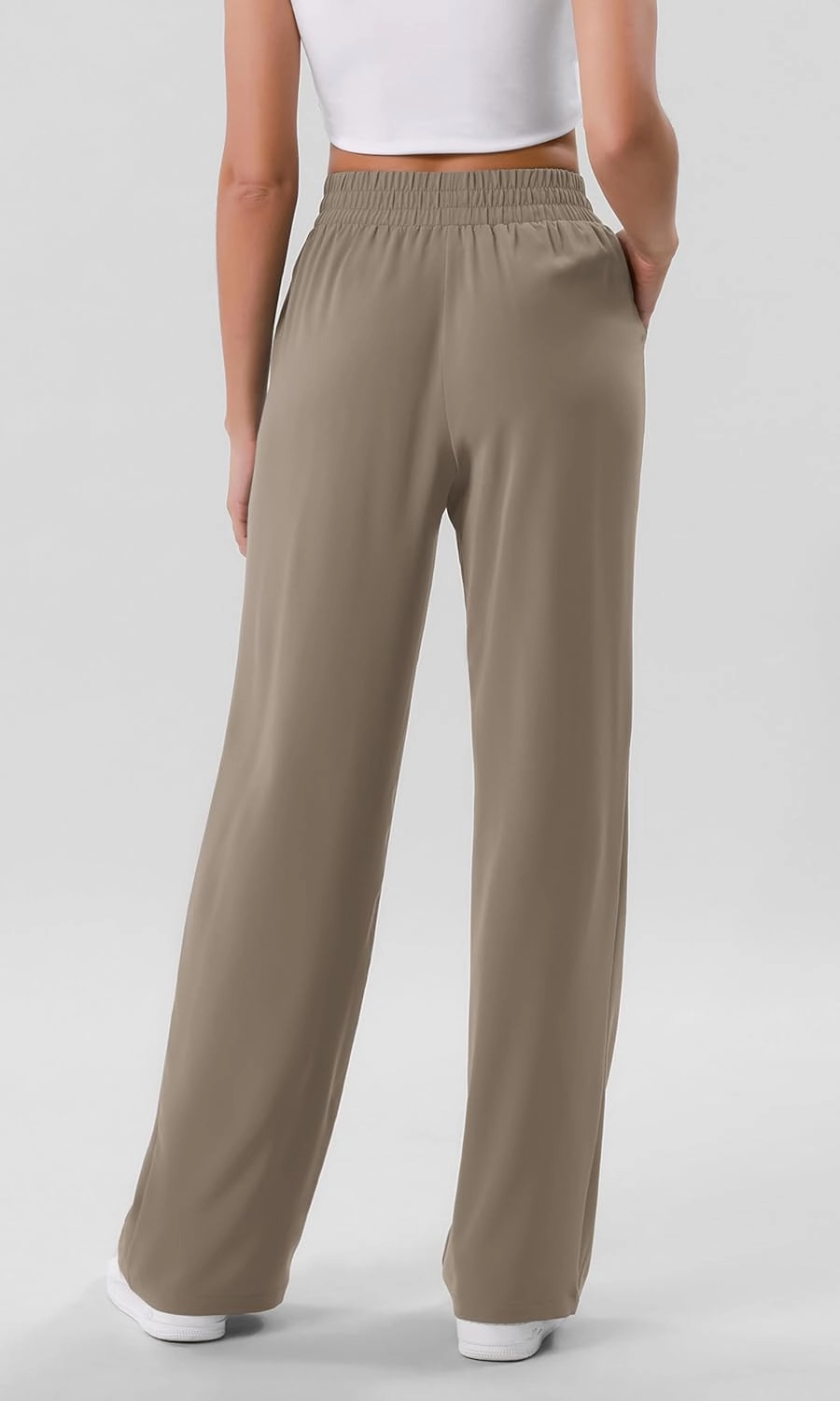 ODODOS Chiffon Flowy Wide Leg Pants for Women Lightweight High Waist Pull-On Pants with Pockets- 27" / 29" /31" Inseam