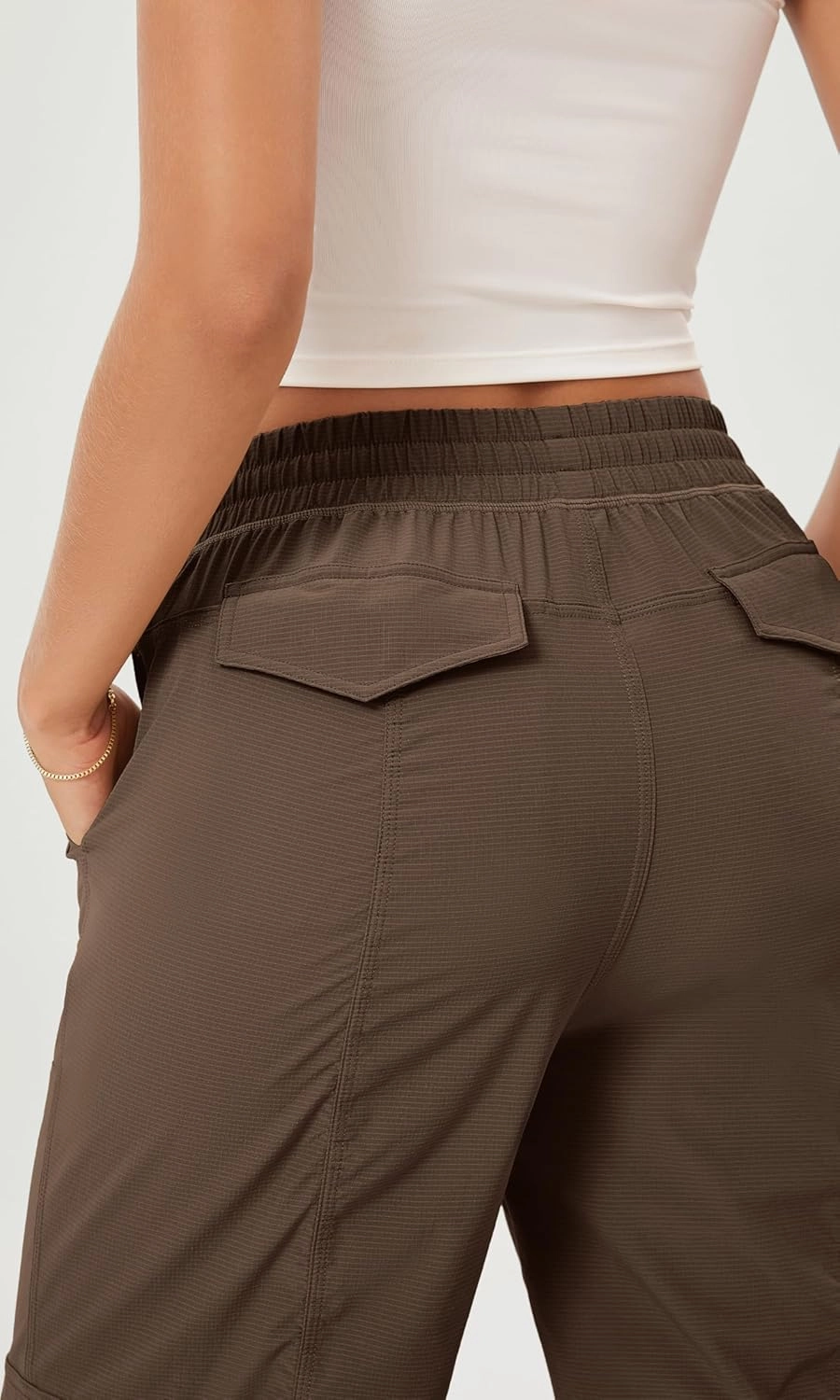 ODODOS Stretch Woven Relaxed Cargo Pants for Women Cinchable Hems Lightweight Casual Sweatpants with Pockets