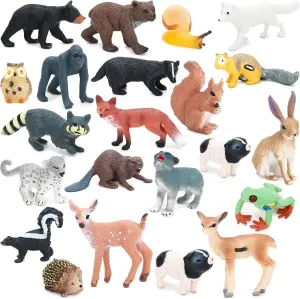 ONEST 22 Pieces Forest Animal Figures Toys Figurines Playset Realistic Wild Animals Figurines Jungle Animals Figurines Hand Painted Tiny Animal Toys for Kids Adults