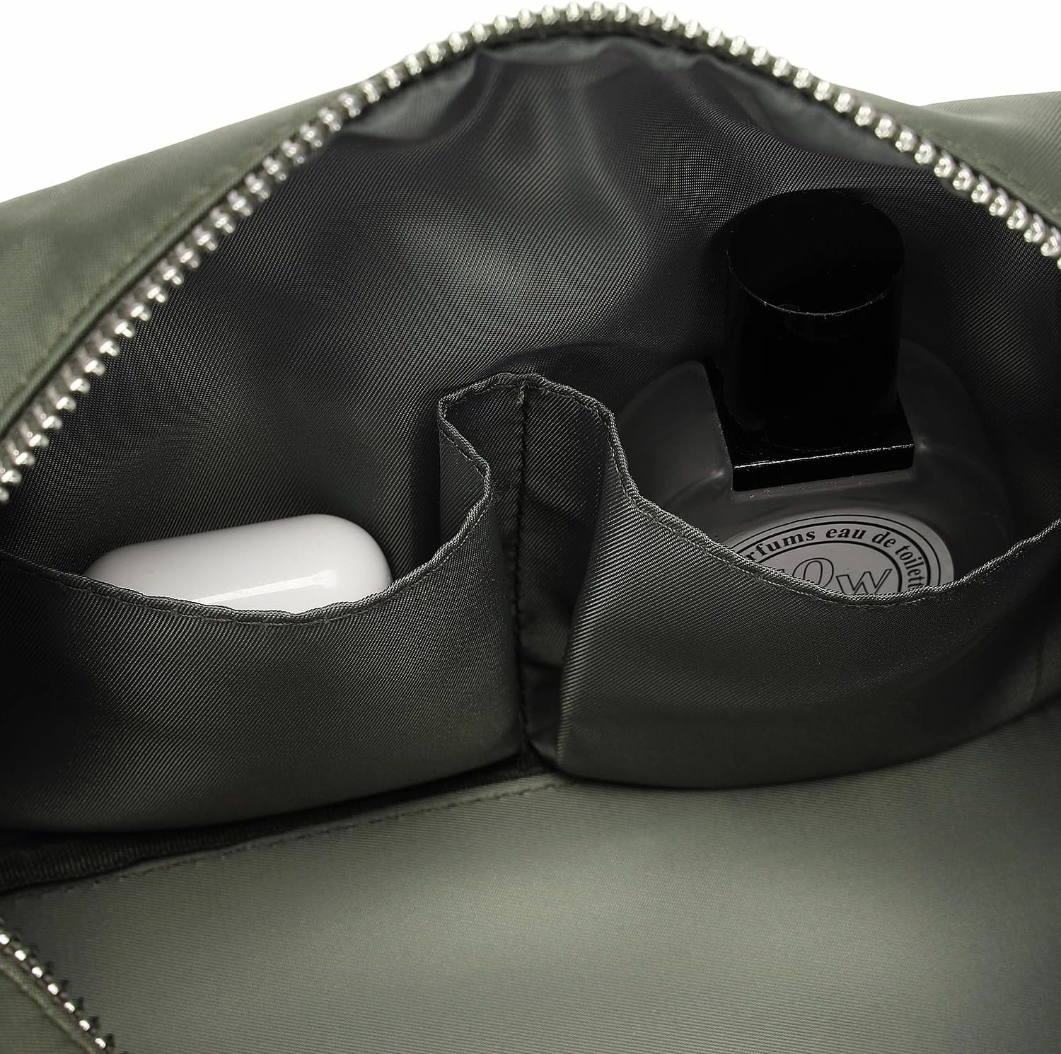 Organizer Bag Lightweight Cosmetic Bag with Ring Clasp Perfect Travel Makeup Bag for Women nylon Stand Up Design (Army Green/Nylon)
