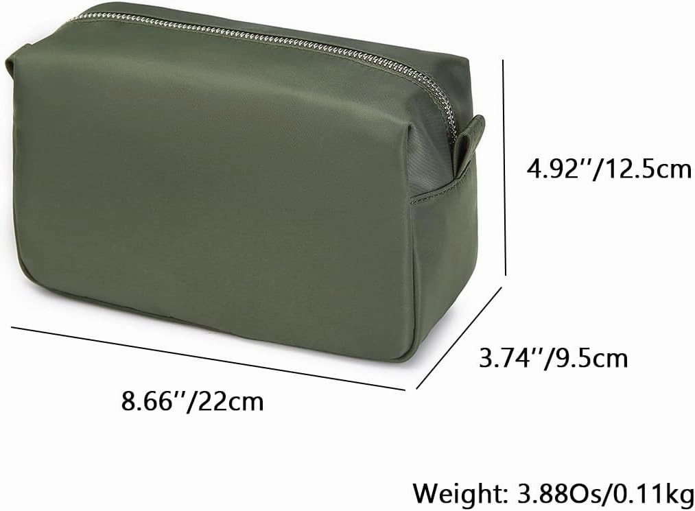 Organizer Bag Lightweight Cosmetic Bag with Ring Clasp Perfect Travel Makeup Bag for Women nylon Stand Up Design (Army Green/Nylon)