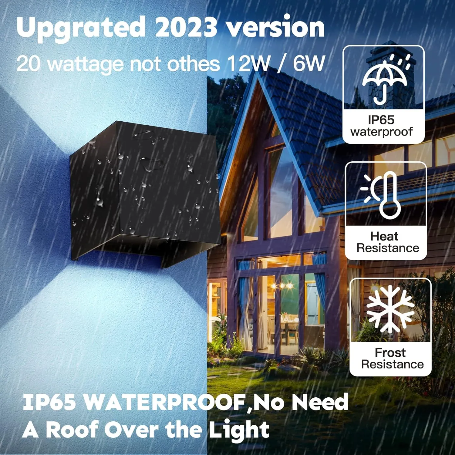 Outdoor Wall Sconces Wall Lighting 20W LED Wall Pack Light Adjustable Up Down Light Beam Waterproof Outdoor Wall Lights Exterior for Porch Patio Outdoor Porch Light 4.7 in. 6500K