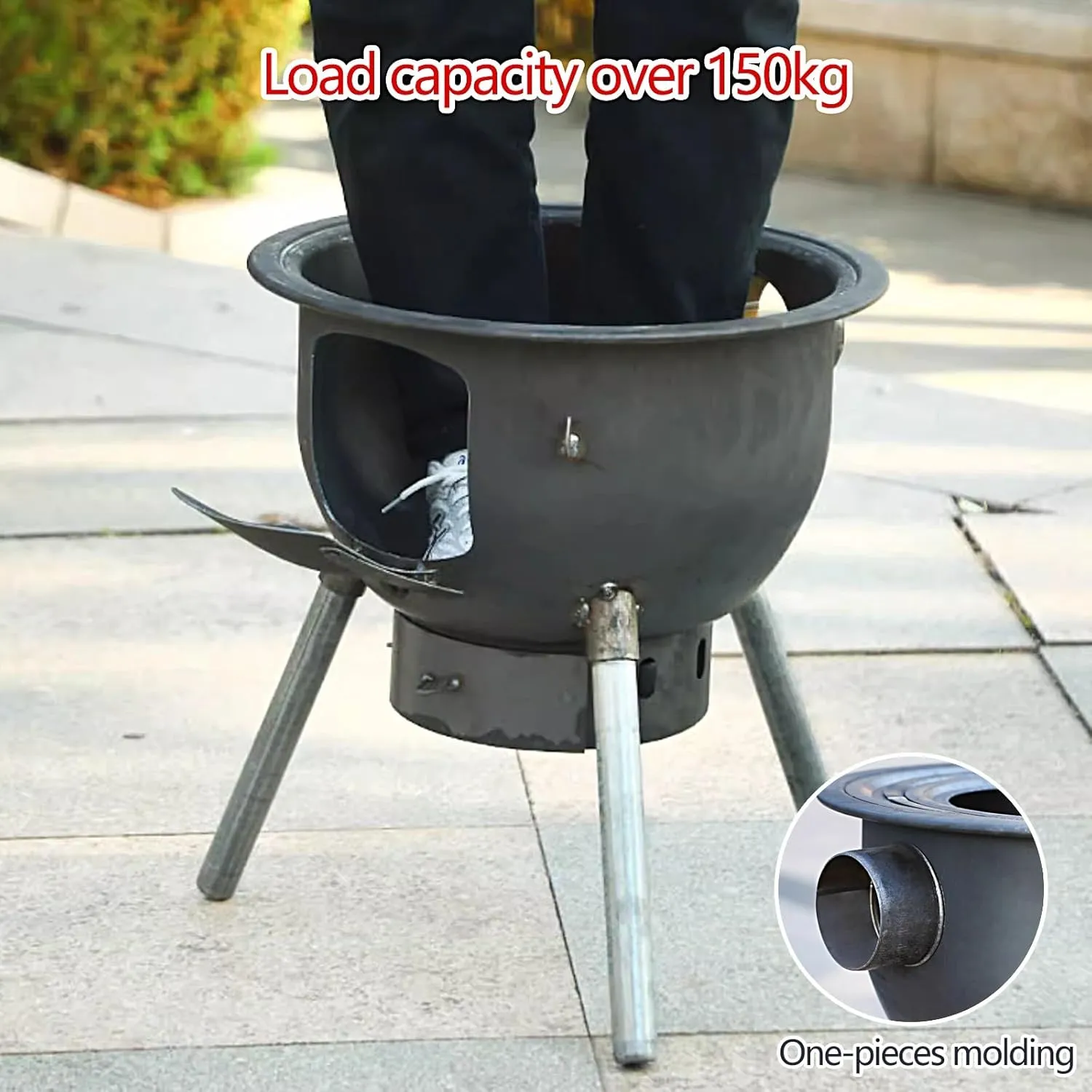 Outdoor Wood Burning Stove, Portable Stove with Folding Plate and Chimney Pipe, Removable Legs for Cooking Camping Tenting Fishing Load Capacity 150kg(58 * 58 * 59cm)