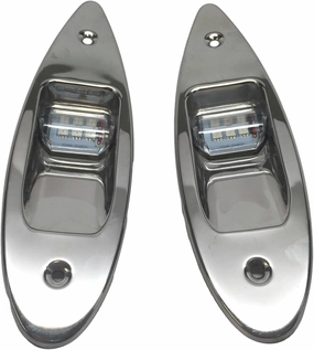 Pactrade Marine Boat Navigation Light Pair of LED Flush Mount Sidelight Red & Green Shark Eye Side Bow Teardrop Lights SS Vertical Mount 12V Signal Lights for Small Boat, Pontoon, Sailing, Skiff