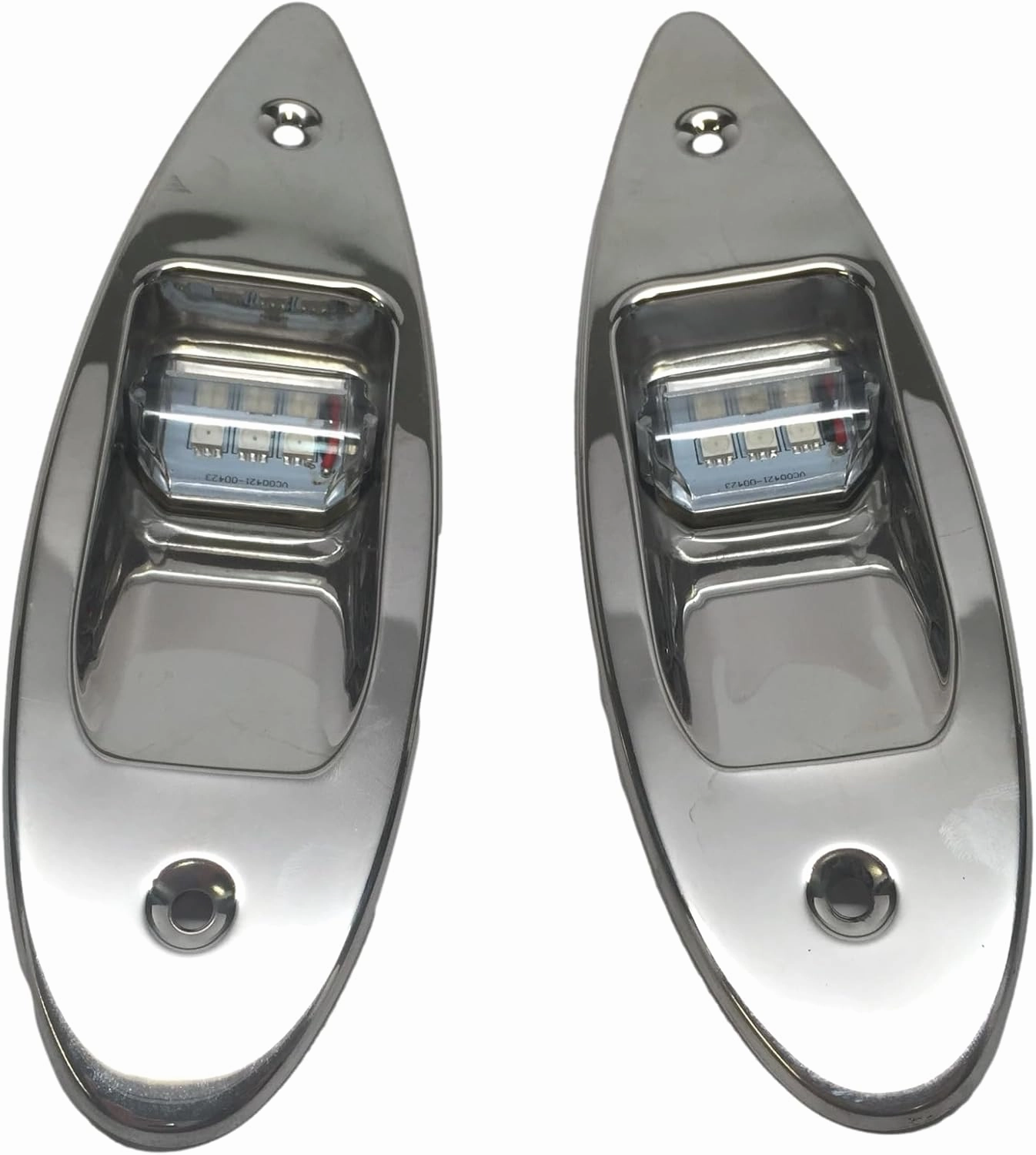 Pactrade Marine Boat Navigation Light Pair of LED Flush Mount Sidelight Red & Green Shark Eye Side Bow Teardrop Lights SS Vertical Mount 12V Signal Lights for Small Boat, Pontoon, Sailing, Skiff