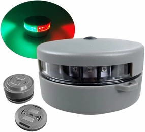 Pactrade Marine Grey Housing Button Navigation Light Various Modes Magnetic Base Surface Mount Black Straps LED AAA Battery Operated IP:67 CE RoHS Certified (Red & Green)