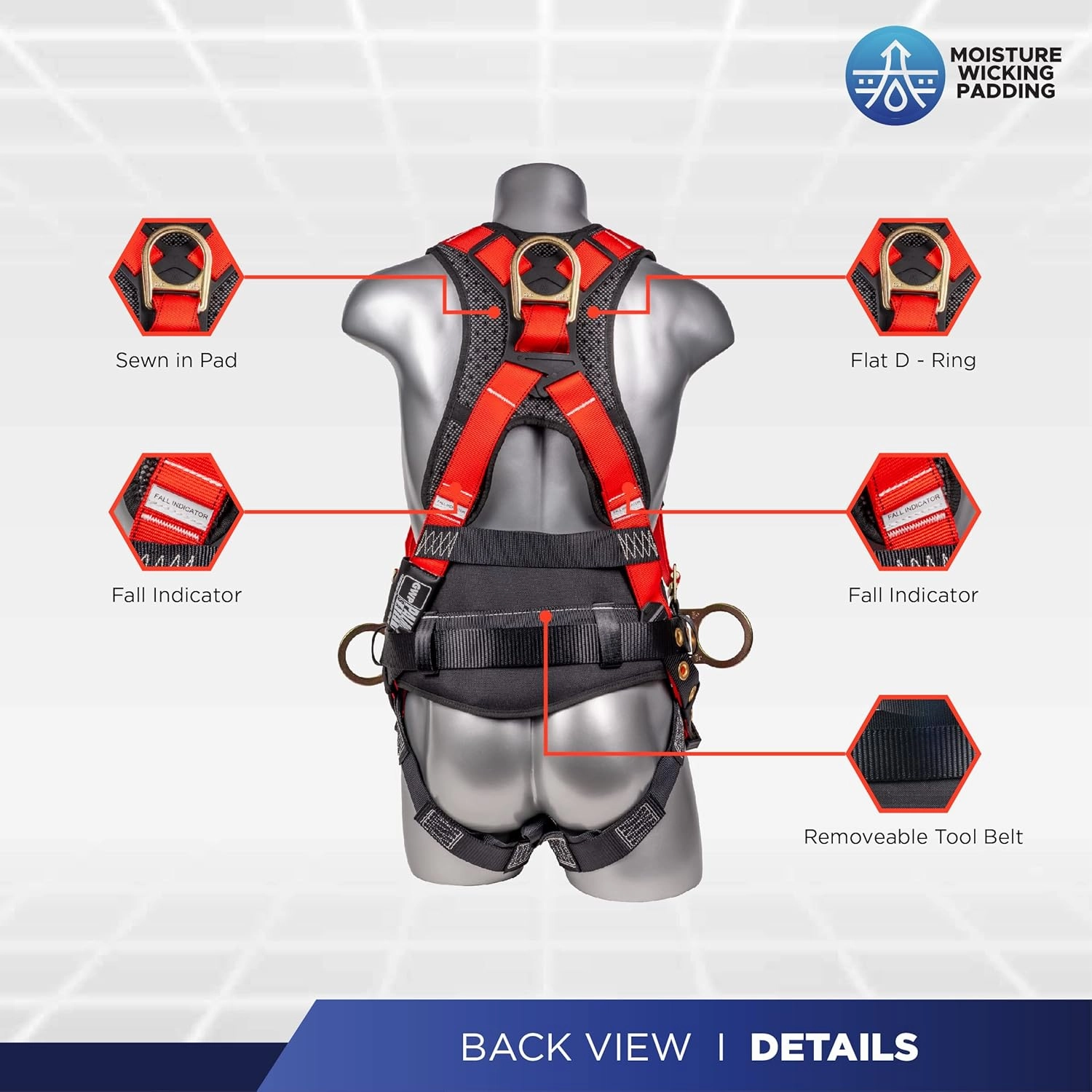 Palmer Safety Fall Protection Safety Harness Hammerhead Series Safety Kit I Premium Harness   Lanyard   D-Ring Extender Kit