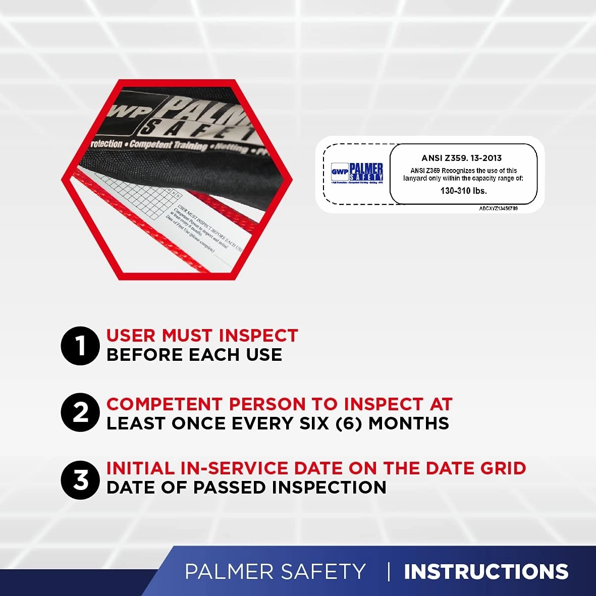 Palmer Safety Fall Protection Safety Harness Hammerhead Series Safety Kit I Premium Harness   Lanyard   D-Ring Extender Kit