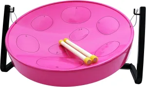 Panyard JJ Jumbie Jam Steel Ready to Play Kit-Pink G-Major with Table Top Stand-Made in USA Authentic Pan (W1086)