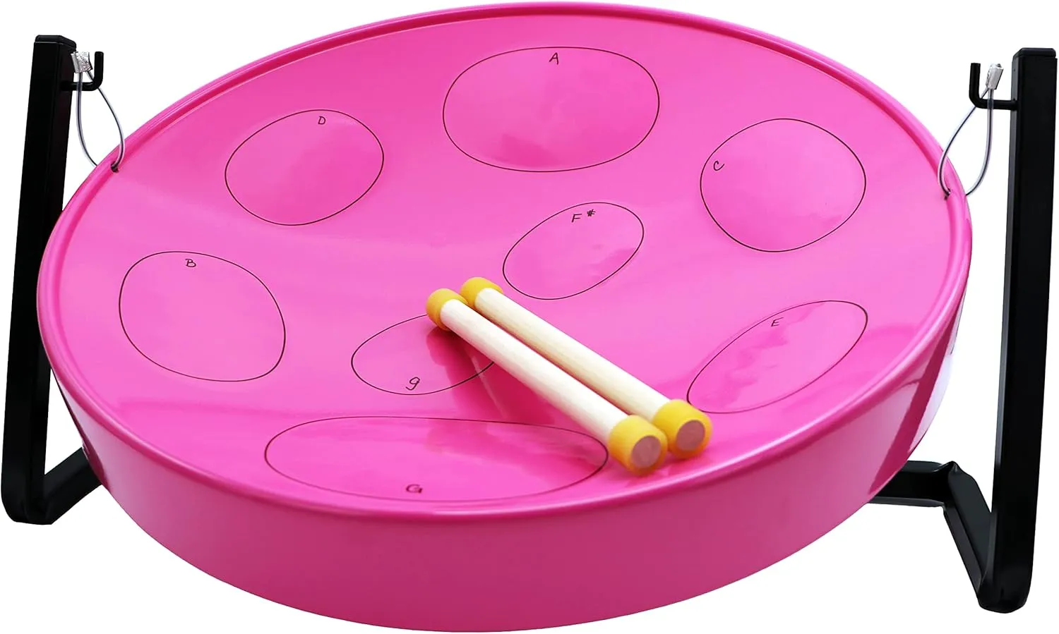 Panyard JJ Jumbie Jam Steel Ready to Play Kit-Pink G-Major with Table Top Stand-Made in USA Authentic Pan (W1086)