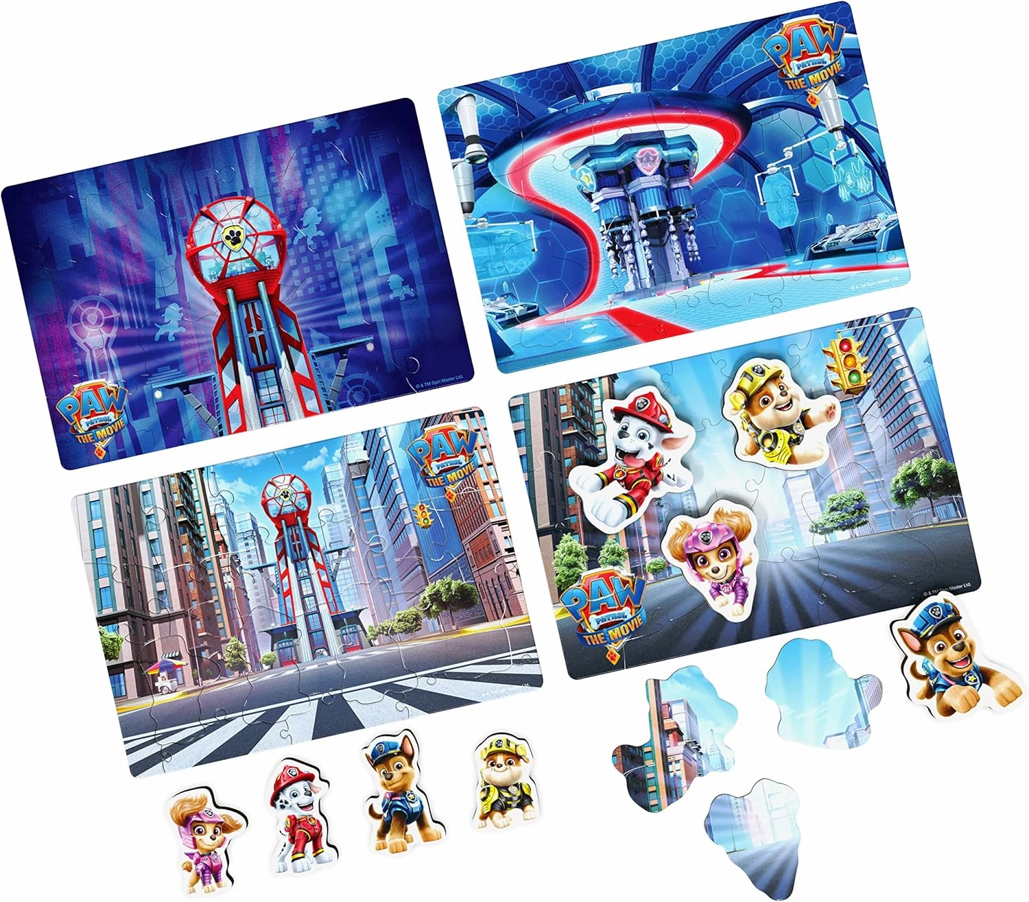 PAW Patrol: The Movie 4 Pack of Wooden Puzzles for Kids 24-Piece Jigsaw Puzzles with Interchangeable Characters for Preschoolers Ages 3 and up