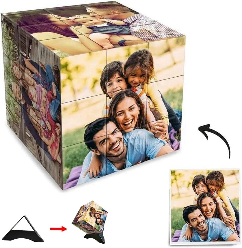 Personalized Custom Magic Cube,Customized Photo Cube,Multi Picture Photo Block Personalized Photo Puzzle for Pictures Cube for Love Friends Family Home Decoration (3x3x3)