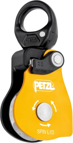 PETZL, Unisex Spin L1D Simple Pulley with Very High Efficiency with Unique Sense of Rotation and Walker, Yellow