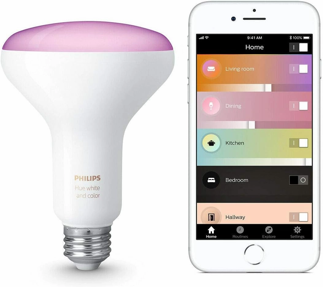 Philips Hue White & Color Ambiance BR30 LED Smart Bulbs, Bluetooth & Zigbee Compatible (Hue Hub Optional), Works with Alexa & Google Assistant, Old Version, 2 Bulbs