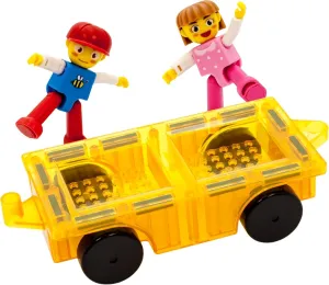 PicassoTiles Magnet Building Tiles Car Play Set with Figures, Magnetic Tiles Building Blocks Construction Toy Block Stack, Cars Building Bricks Block Magnetic Toys addon Accessory Car Truck Toddler