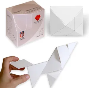 Pickagram Tangrams for Kids Ages 8-12 & Adults 3D Magnetic Tangram Fidget Puzzle: STEM Certified Magnetic Pattern Blocks (White)