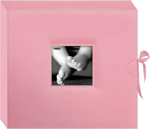PIONEER 12 Inch by 12 Inch D-Ring Sewn Leatherette Scrapbook Box, Baby Pink
