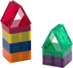 Playmags Magnetic Tiles, 30-Piece Magnet Squares Expansion Set, Construction Building Blocks, Starter Set for Kids Ages 3 