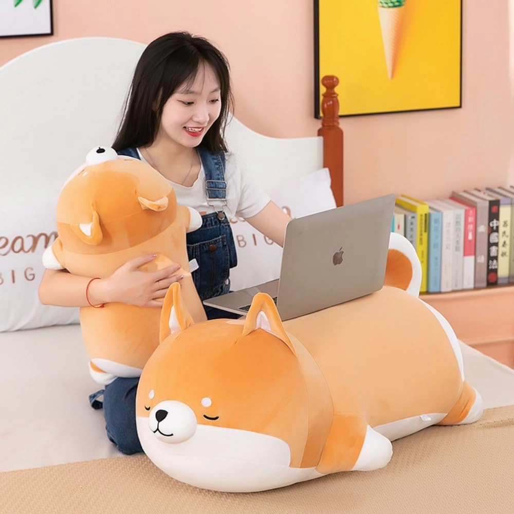 Plush Shiba Inu Toy Pillow Stuffed Animal Dog Akita Plush Pillow Toy Hugging Pillow for Kids and Girls(55cm/21.6in)