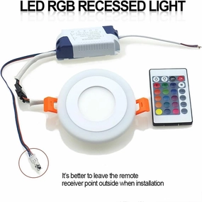 Pocketman RGB LED Panel Recessed Ceiling Light,9w 800 Lumens 5.7-inch Color Changing Round Ceiling Downlight with Remote Control & LED Driver