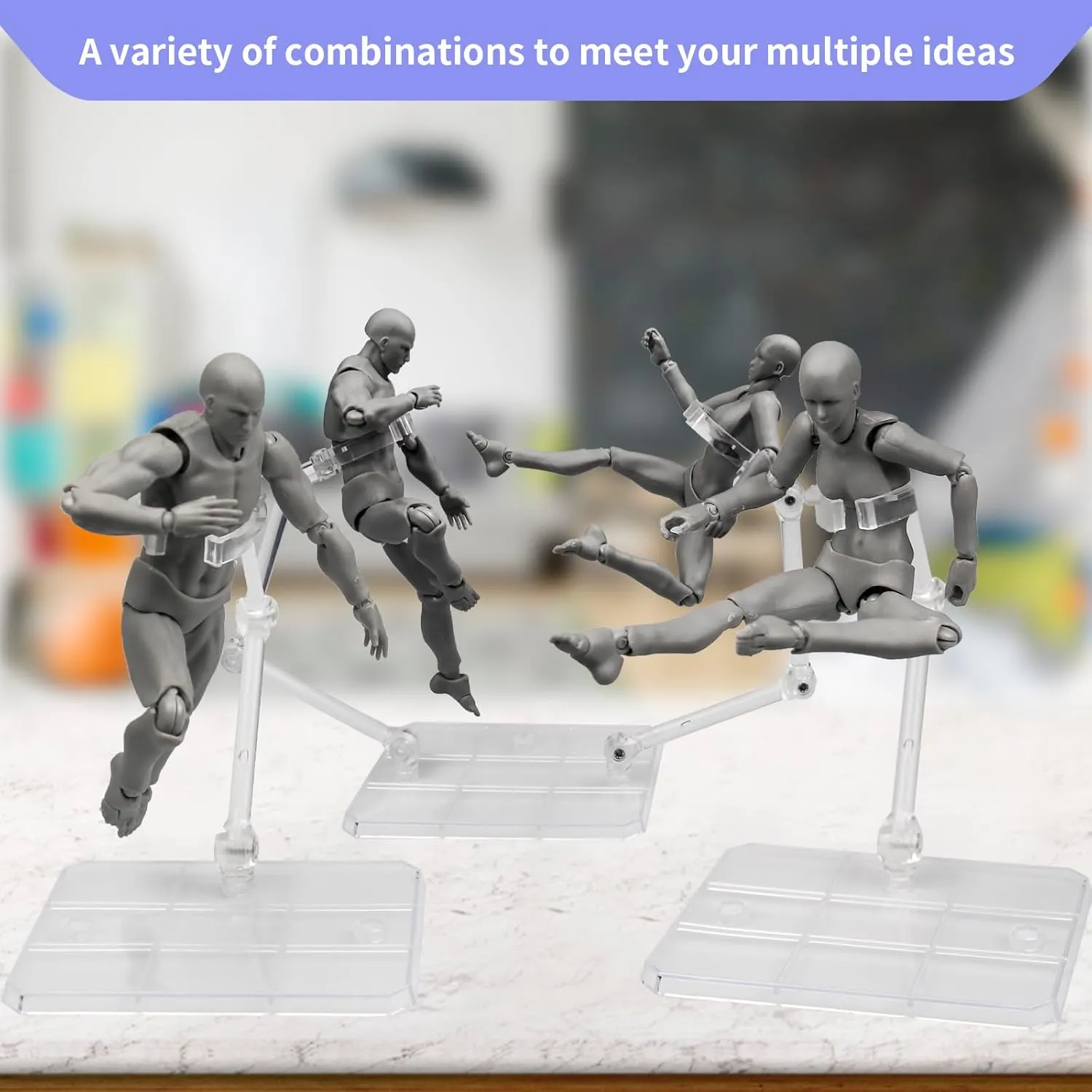 POMER Action Figure Stand,10 Pcs Transparent Assembly Action Holder Base Display Stand for 1/144 HG/RG Gundam Figure Model Toy